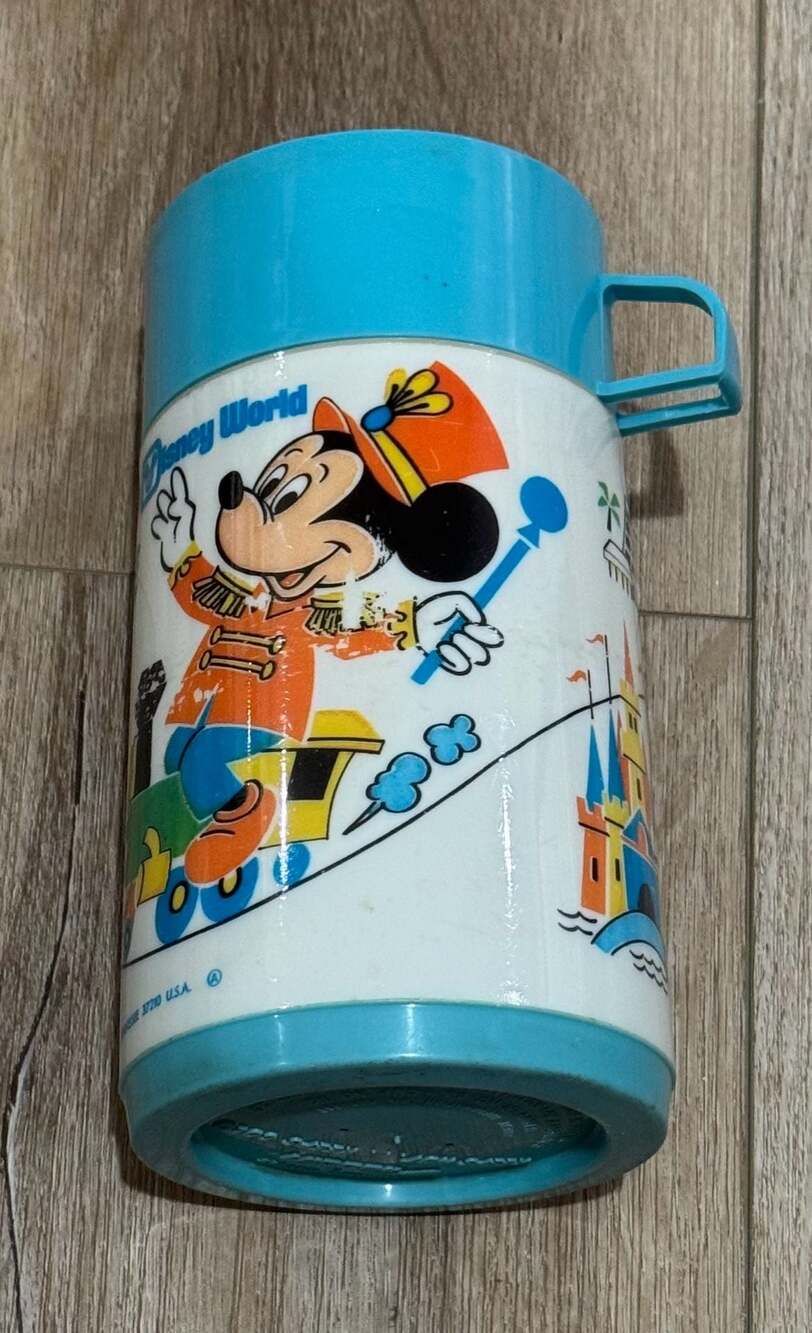 Vintage 1970s Aladdin Walt Disney World Mickey Mouse Plastic Thermos